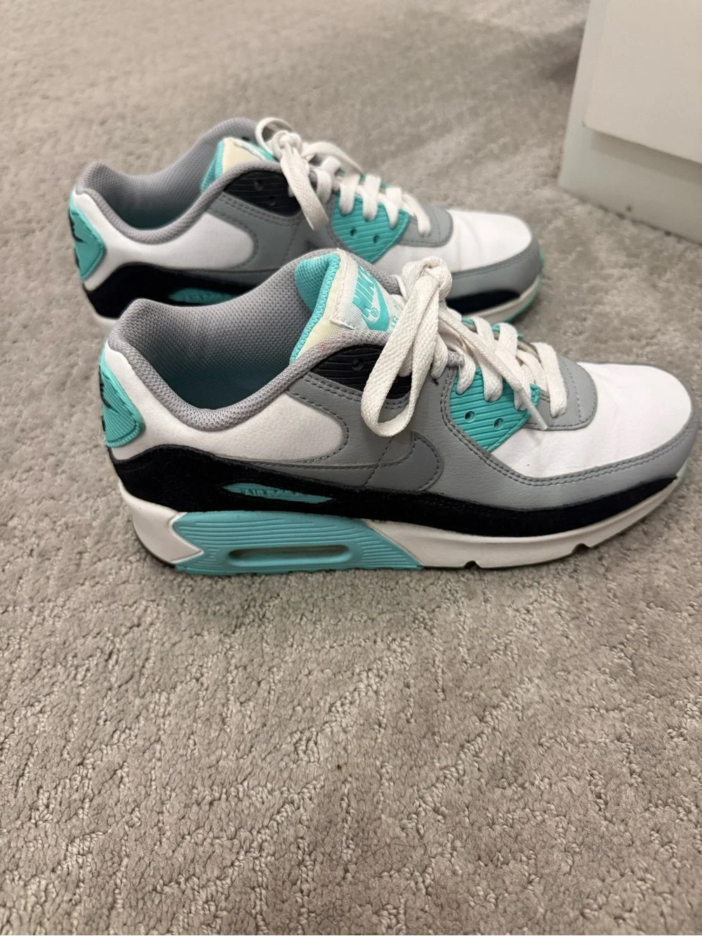 Nike Youth  White Gray Black Teal Low-Top Sneakers
